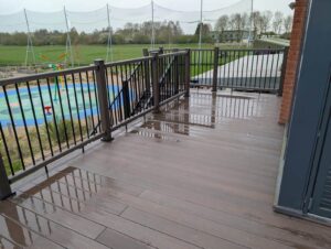 Commercial composite deck terrace with balustrade