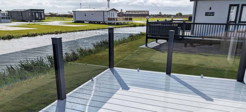 Glass balustrade sundeck at a Skegness holiday park