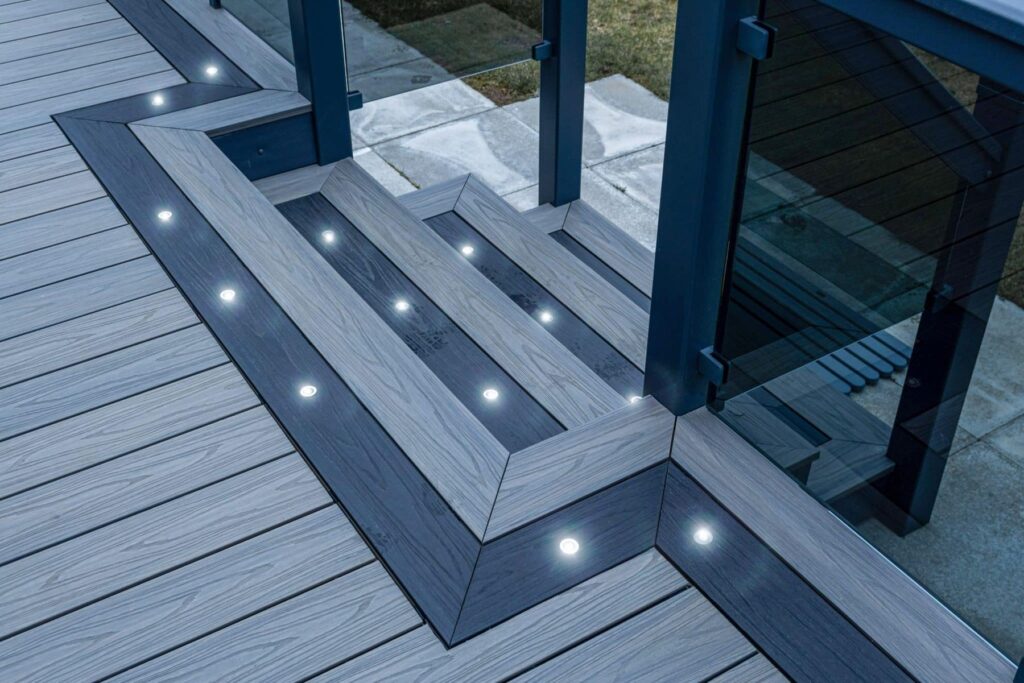 Composite steps with LED lights